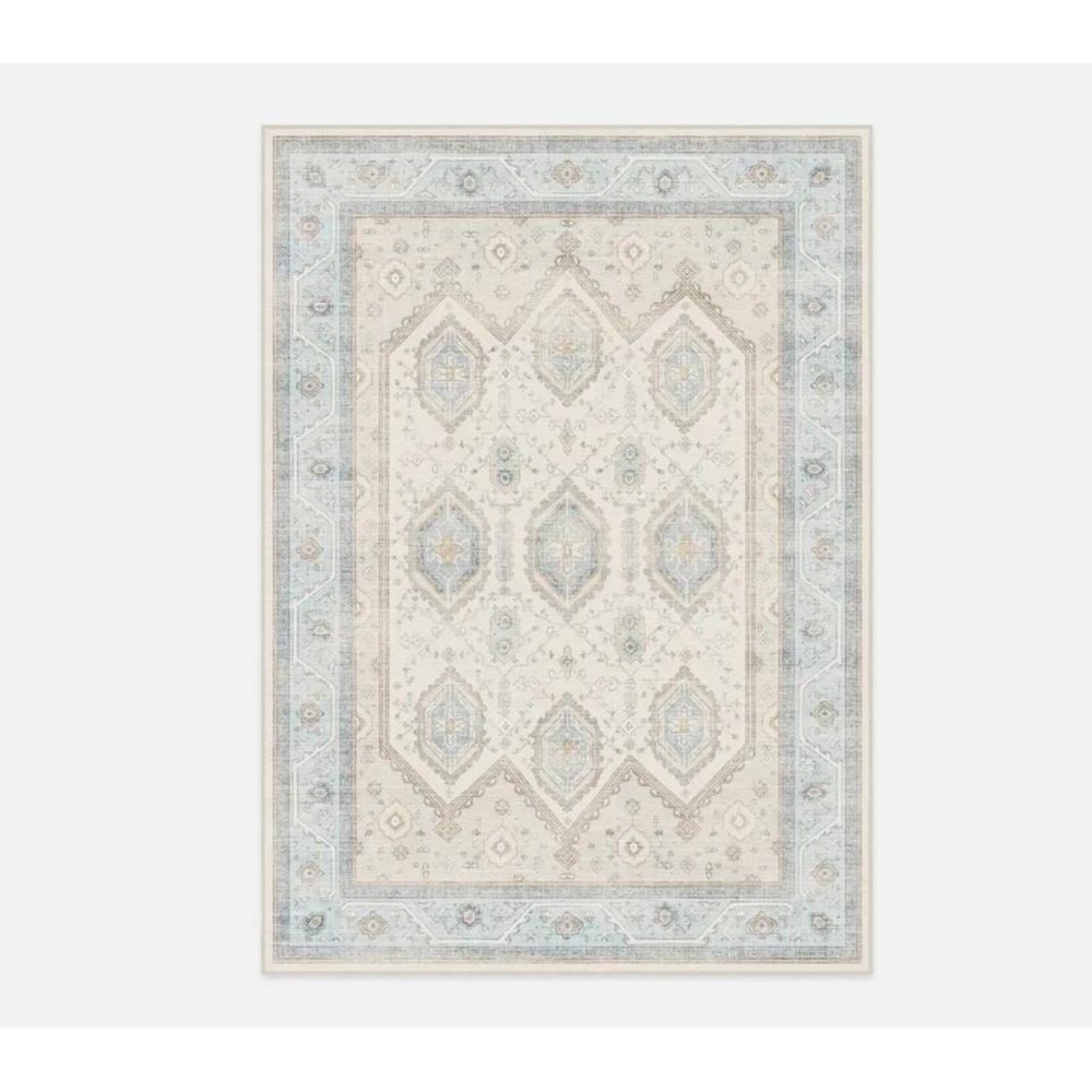 Ruggable 3'x5' Washable Bridgerton Crown Affair Opal Area Rug Ivory/Blue